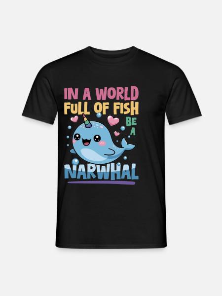 Narwhal Chibi Kawaii - Männer T-Shirt - Schwarz