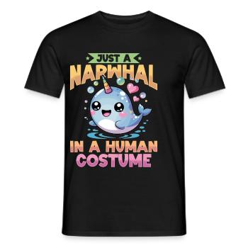 Narwhal Chibi Kawaii - Männer T-Shirt - Schwarz - Vorne - AI Model Male 178 light (178cm)