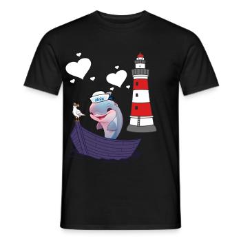 Delphin Fisch Fische maritim Kinder Kind Boot - Männer T-Shirt - Schwarz - Vorne - AI Model Male 178 light (178cm)
