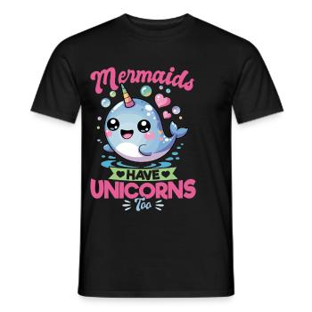 Narwhal Chibi Kawaii - Männer T-Shirt - Schwarz - Vorne - AI Model Male 178 light (178cm)