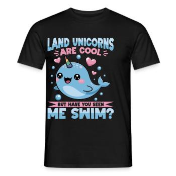 Narwhal Chibi Kawaii - Männer T-Shirt - Schwarz - Vorne - AI Model Male 178 light (178cm)