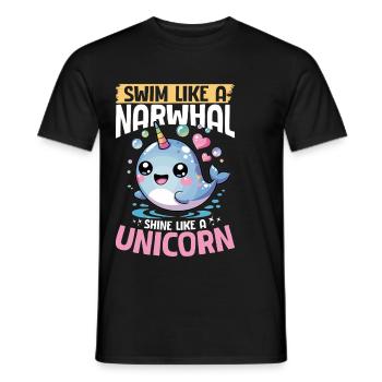 Narwhal Chibi Kawaii - Männer T-Shirt - Schwarz - Vorne - AI Model Male 178 light (178cm)