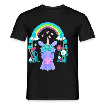 Unicorn Unicorns Rainbow Mythical Animals Child - Men's T-Shirt - black - Front - AI Model Male 178 light (178cm)