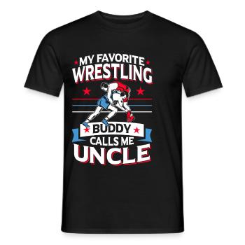 Wrestler Wrestling Buddy Calls Me Uncle - Men's T-Shirt - black - Front - AI Model Male 178 light (178cm)