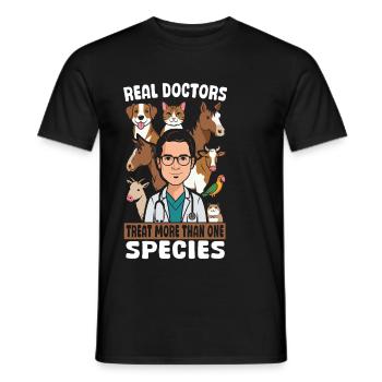 Les vrais médecins traitent plus d’une espèce - T-shirt homme - noir - Devant - AI Model Male 178 light (178cm)