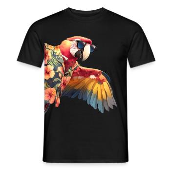 Lustige Ara Papagei Hawaii Sonnenbrille Peeking - Männer T-Shirt - Schwarz - Vorne - AI Model Male 178 light (178cm)