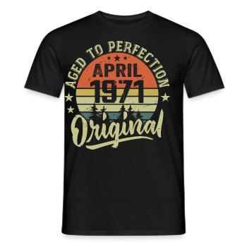 Anniversaire Avril 1971 - Idée Cadeau Avril 1971 - T-shirt homme - noir - Devant - AI Model Male 178 light (178cm)