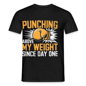 Frapper au-dessus de mon poids depuis le premier jour boxeur - T-shirt homme - noir - Devant - AI Model Male 178 light (178cm)