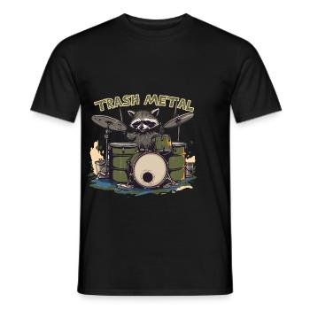 Trash Metal Waschbär Schlagzeug - Männer T-Shirt - Schwarz - Vorne - AI Model Male 178 light (178cm)