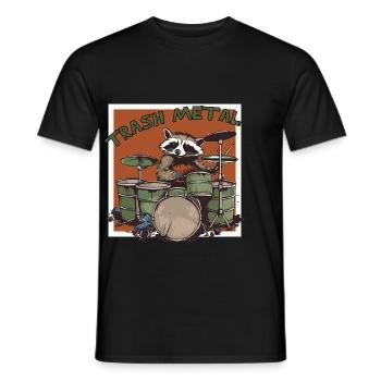 Trash Metal Waschbär Schlagzeug - Männer T-Shirt - Schwarz - Vorne - AI Model Male 178 light (178cm)