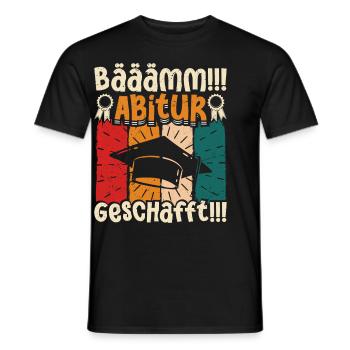 ABITUR GESCHAFFT!! Abi Geschafft Lustiges - Männer T-Shirt - Schwarz - Vorne - AI Model Male 178 light (178cm)