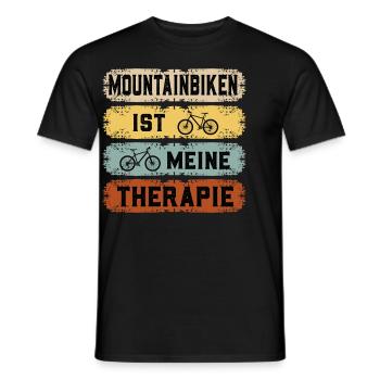 MOUNTAINBIKEN IST MEINE THERAPIE MTB Lustiges - Männer T-Shirt - Schwarz - Vorne - AI Model Male 178 light (178cm)