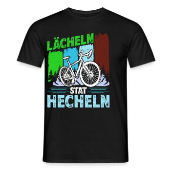 Elektro Fahrrad LÄCHELN STATT HECHELN Lustiges - Männer T-Shirt - Schwarz - Vorne - AI Model Male 178 light (178cm)