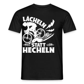 Elektro Fahrrad LÄCHELN STATT HECHELN Lustiges - Männer T-Shirt - Schwarz - Vorne - AI Model Male 178 light (178cm)