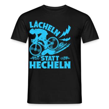 Elektro Fahrrad LÄCHELN STATT HECHELN Lustiges - Männer T-Shirt - Schwarz - Vorne - AI Model Male 178 light (178cm)