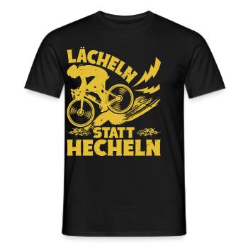 Elektro Fahrrad LÄCHELN STATT HECHELN Lustiges - Männer T-Shirt - Schwarz - Vorne - AI Model Male 178 light (178cm)