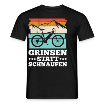 Elektro Fahrrad GRINSEN STATT SCHNAUFEN Lustiges - Männer T-Shirt - Schwarz - Vorne - AI Model Male 178 light (178cm)