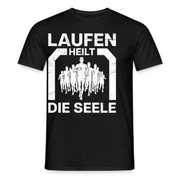 LAUFEN HEILT DIE SEELE Läufer Lustiges - Männer T-Shirt - Schwarz - Vorne - AI Model Male 178 light (178cm)