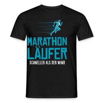 Laufen MARATHON LÄUFER SCHNELLER ALS DER WIND - Männer T-Shirt - Schwarz - Vorne - AI Model Male 178 light (178cm)