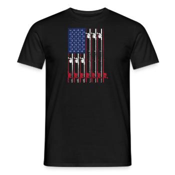 Vintage Flag > US Flag Made of Fishing Rods + Hook - Männer T-Shirt - Schwarz - Vorne - AI Model Male 178 light (178cm)