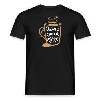 I Love You a Latte Funny Valentines Pun Gift - Men's T-Shirt - black - Front - AI Model Male 178 light (178cm)
