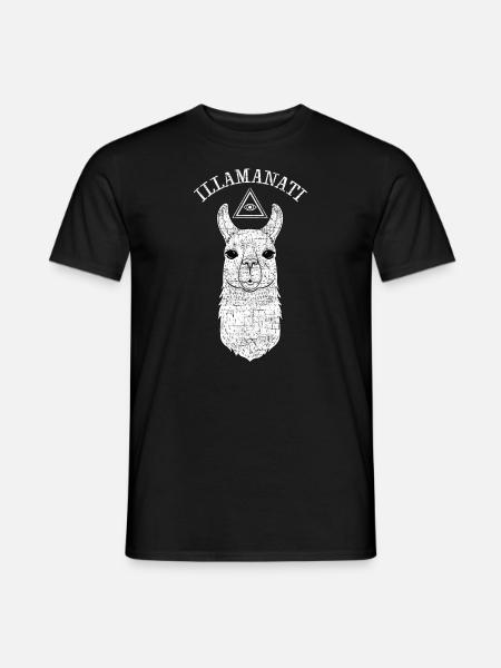 Illamanati Lama Alpaka Illuminati Pyramide - Männer T-Shirt - Schwarz