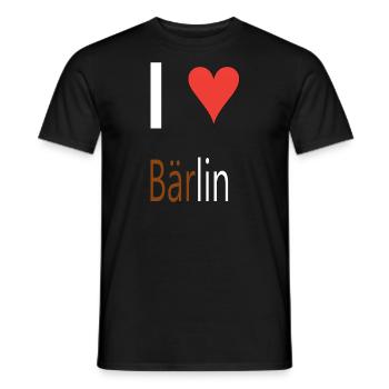 I love Bärlin Design Herz weiß braun Schriftzug - Männer T-Shirt - Schwarz - Vorne - AI Model Male 178 light (178cm)