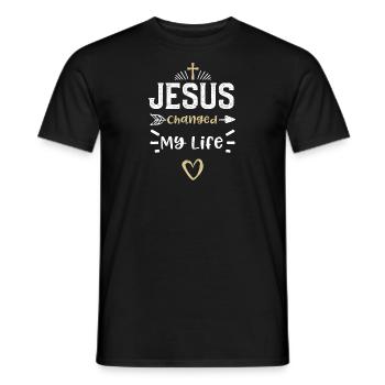 Jesus Changed My Life - Jesus - Men's T-Shirt - black - Front - AI Model Male 178 light (178cm)