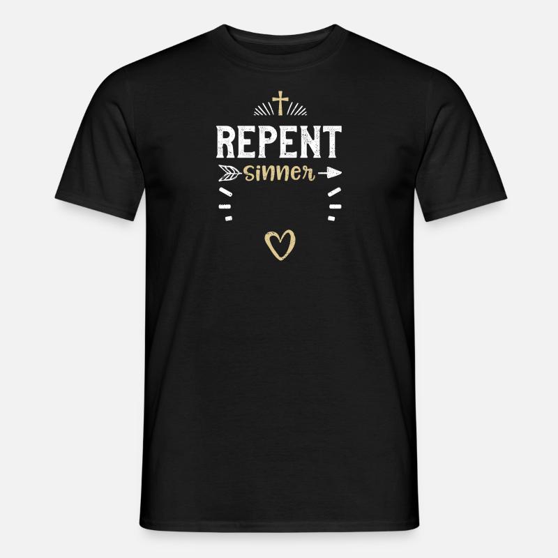 Repent Sinner - Jesus - Männer T-Shirt - Schwarz