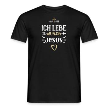 Ich lebe durch Jesus - Jesus - Männer T-Shirt - Schwarz - Vorne - AI Model Male 178 light (178cm)