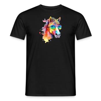 Buntes cooles Pferd mit Sonnenbrille - Männer T-Shirt - Schwarz - Vorne - AI Model Male 178 light (178cm)