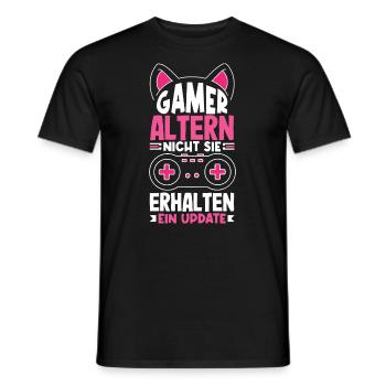 Gamers don't age, they get an update - Men's T-Shirt - black - Front - AI Model Male 178 light (178cm)