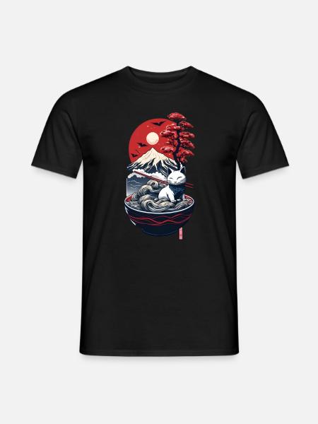 Japanese ramen cat - T-shirt homme - noir