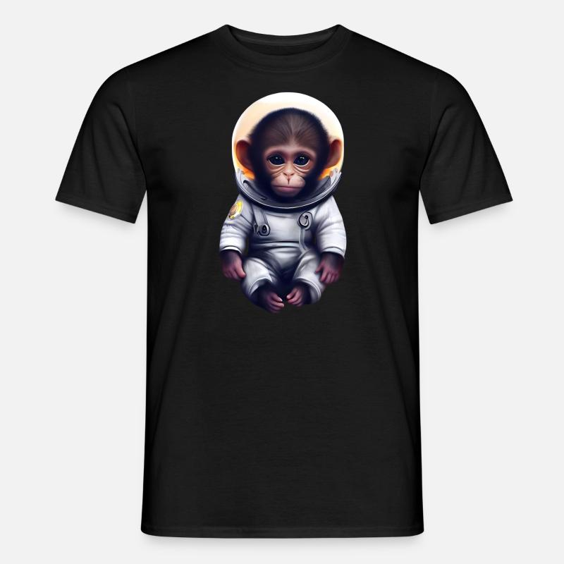 Affe Astronaut - Männer T-Shirt - Schwarz