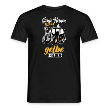 Traktor Trecker Echte Helden Fahren Gelbe Felgen - Männer T-Shirt - Schwarz - Vorne - AI Model Male 178 light (178cm)