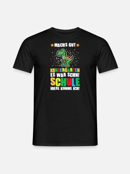 Schulkind Dino Schulanfänger Geschenk - Männer T-Shirt - Schwarz