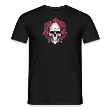 Crâne gothique et Roses Art graphique - T-shirt homme - noir - Devant - AI Model Male 178 light (178cm)