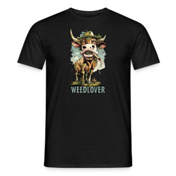 Weed Cannabis Grass Lover Cow Cow WEEDLOVER - Men's T-Shirt - black - Front - AI Model Male 178 light (178cm)