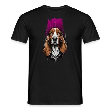 Fidèle compagnon : basset hound - T-shirt homme - noir - Devant - AI Model Male 178 light (178cm)