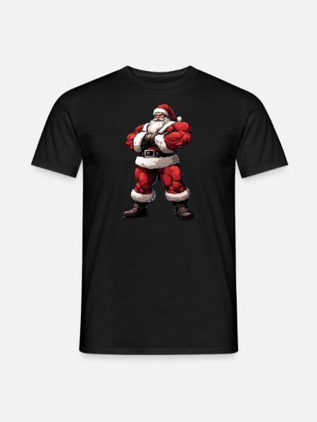 Weihnachtsmann Bodybuilder - Männer T-Shirt - Schwarz