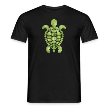 Green turtle mosaic pattern - Men's T-Shirt - black - Front - AI Model Male 178 light (178cm)