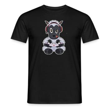Lamb With Gaming Controller I Funny Gaming I Gamer - Männer T-Shirt - Schwarz - Vorne - AI Model Male 178 light (178cm)