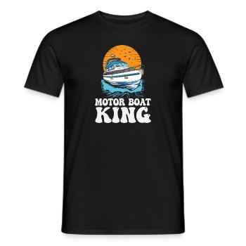 Pontooning Captain Motorboat King Funny Boat - Men's T-Shirt - black - Front - AI Model Male 178 light (178cm)