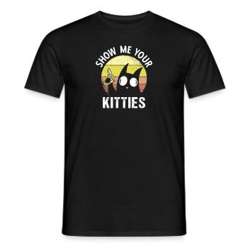 Katze schwarzes Kätzchen Vintage Sonnenuntergang - Männer T-Shirt - Schwarz - Vorne - AI Model Male 178 light (178cm)