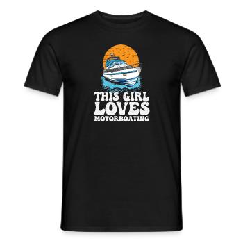 Cette fille aime le bateau à moteur Ponton Queen drôle - T-shirt homme - noir - Devant - AI Model Male 178 light (178cm)