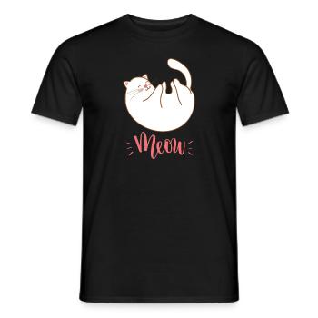 Mignon Kawaii drôle de chat disant miaulement - T-shirt homme - noir - Devant - AI Model Male 178 light (178cm)