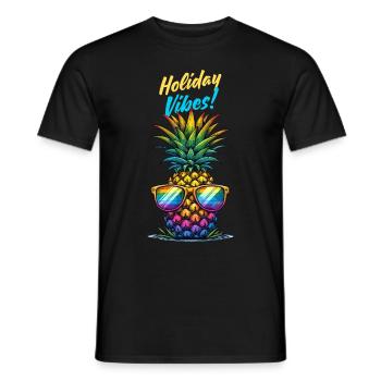 Pineapple Holiday Vibes Holiday Sunglasses Summer - Men's T-Shirt - black - Front - AI Model Male 178 light (178cm)
