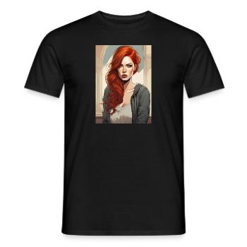 Beautiful Woman Redhead Red Hair - Men's T-Shirt - black - Front - AI Model Male 178 light (178cm)