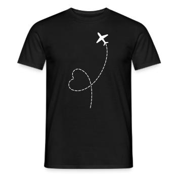 Un avion blanc avec des avions à arc de cœur - T-shirt homme - noir - Devant - AI Model Male 178 light (178cm)
