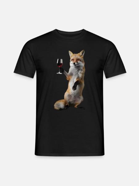 Fuchs Wein - Männer T-Shirt - Schwarz